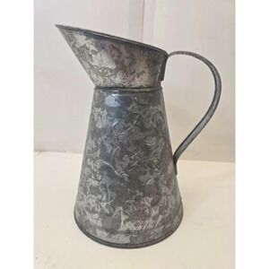 Galvanized Metal Pitcher Farmhouse Decorative Vase Silver 12 Inch Cottagecore